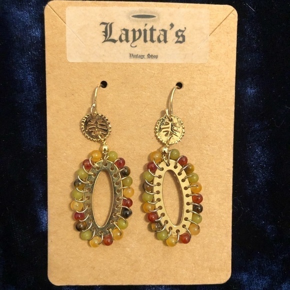 Gold tone dangle earrings - Picture 1 of 1